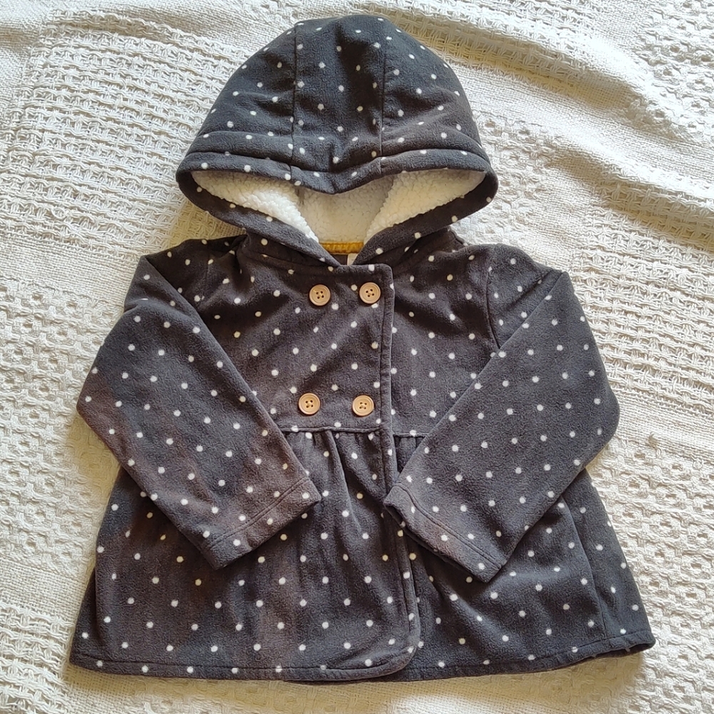 Polka Dot Carter's Hooded Fleece Jacket Size 18 Months